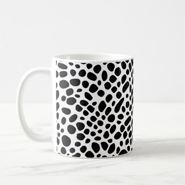 Svartvit Psychedelic Oragnic Skin Mönster Kaffemugg (Vänster)