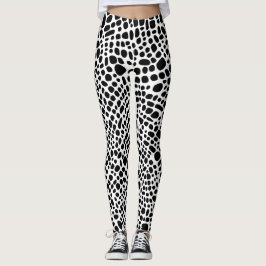 Svartvit Psychedelic Skin Mönster Leggings