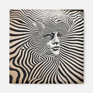 Svartvit Psychedelisk design Magnet