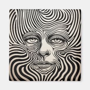Svartvit Psychedelisk design Magnet