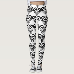 svartvit pulserar sebrahjärtakärlek leggings