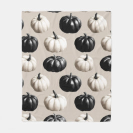 Svartvit Pumpkin Fall Design Fleecefilt
