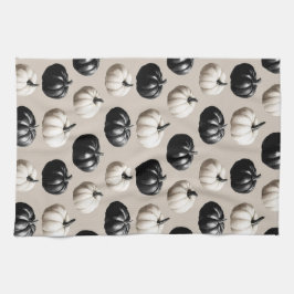 Svartvit Pumpkin Fall Design Kökshandduk