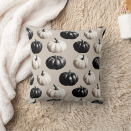 Svartvit Pumpkin Fall Design Kudde