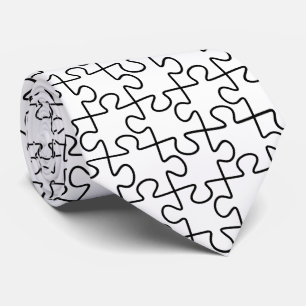 Svartvit puzzel Mönster Necktie Slips