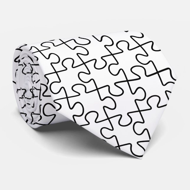 Svartvit puzzle Mönster Necktie Slips (Rullad)