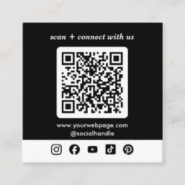 Svartvit, QR-Anpassningsbar, Social-media, QR-Logo Fyrkantigt Visitkort