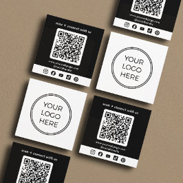 Svartvit, QR-Anpassningsbar, Social-media, QR-Logo Fyrkantigt Visitkort