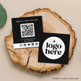 Svartvit, QR-Anpassningsbar, Social-media, QR-Logo Fyrkantigt Visitkort