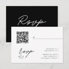 Svartvit QR-Bröllop OSA med Elegant
