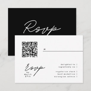 Svartvit QR-Bröllop OSA med Elegant Kort