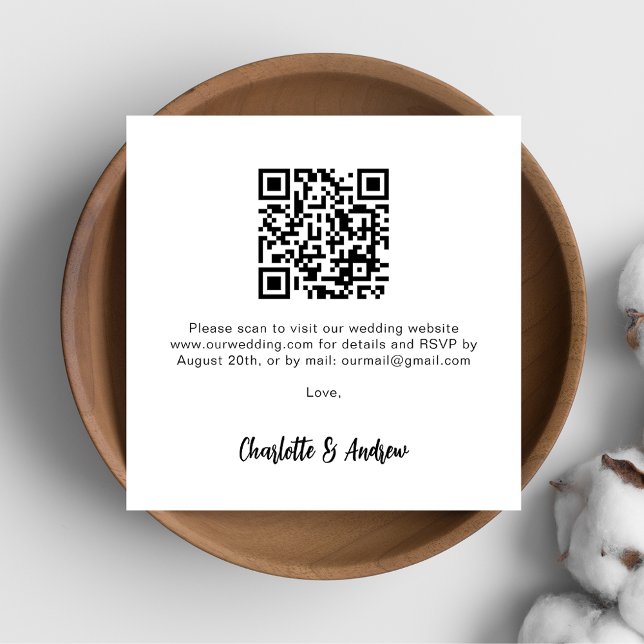 Svartvit QR-bröllop OSA Tilläggskort (Skapare uppladdad)