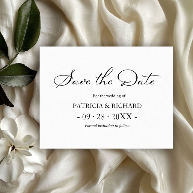 Svartvit QR-kod Bröllop spara datum Vykort (Skapare uppladdad)