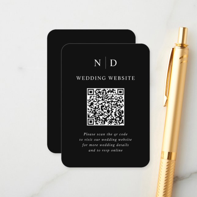Svartvit QR-kod Bröllop Tilläggskort (Fram/Back In Situ)