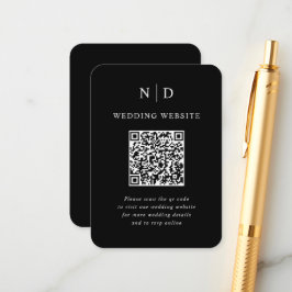 Svartvit QR-kod Bröllop Tilläggskort