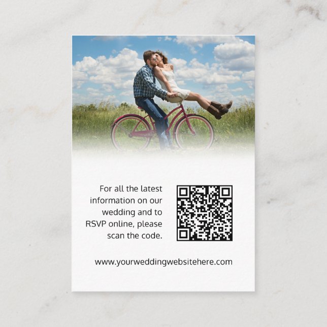 Svartvit QR-kod för bröllop webbplats Tilläggskort (Baksida)