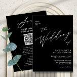 Svartvit QR-kod för elegant - allt i ett modernt B Inbjudningar<br><div class="desc">Elegant Black and White Modern Script QR-kod allt i ett minimalistiskt bröllopskort. Fira din speciella dag med den här eleganten och ett vackert bröllopskort för att passa ditt speciella tillfälle. Alla texterna är i förväg ordnade så att du enkelt och snabbt kan anpassa dig med dina egna detaljer. Om du...</div>