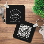 Svartvit, QR-kod, företag, Logotyp Nyckelring<br><div class="desc">Nyckelkedja för Black Business Logotyp i fyrkantigt QR-kod</div>
