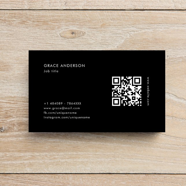 Svartvit QR-kod Social Media Visitkort (Skapare uppladdad)