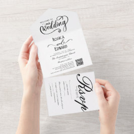 Svartvit QR-kodsalligrafi med enkel Elegant