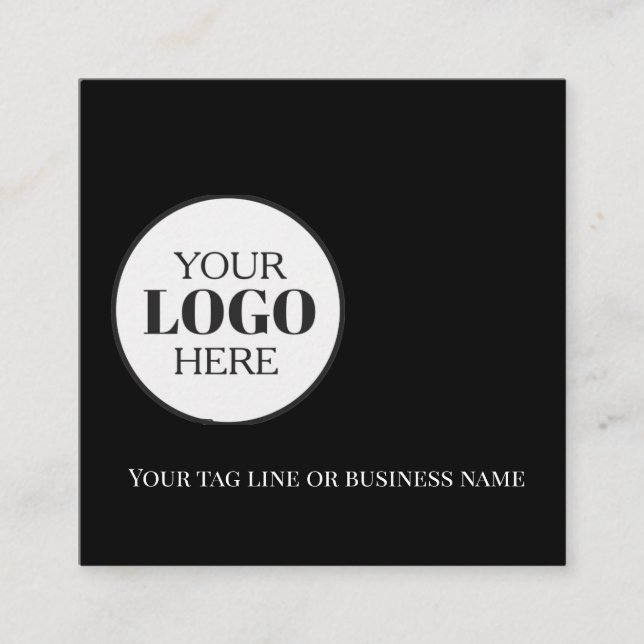 Svartvit QR-Logotyp, enkel Fyrkantigt Visitkort (Framsida)