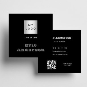 Svartvit QR-logotyp Fyrkantigt Visitkort