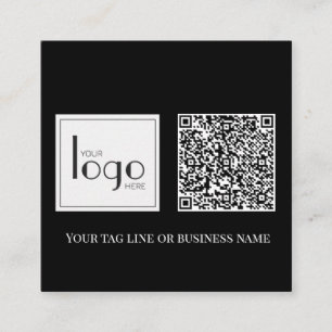 Svartvit QR-Logotyp, svart fyrkant, enkel vit Fyrkantigt Visitkort