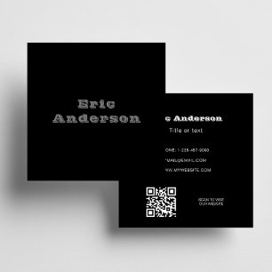 Svartvit QR-minimalistisk grått Fyrkantigt Visitkort
