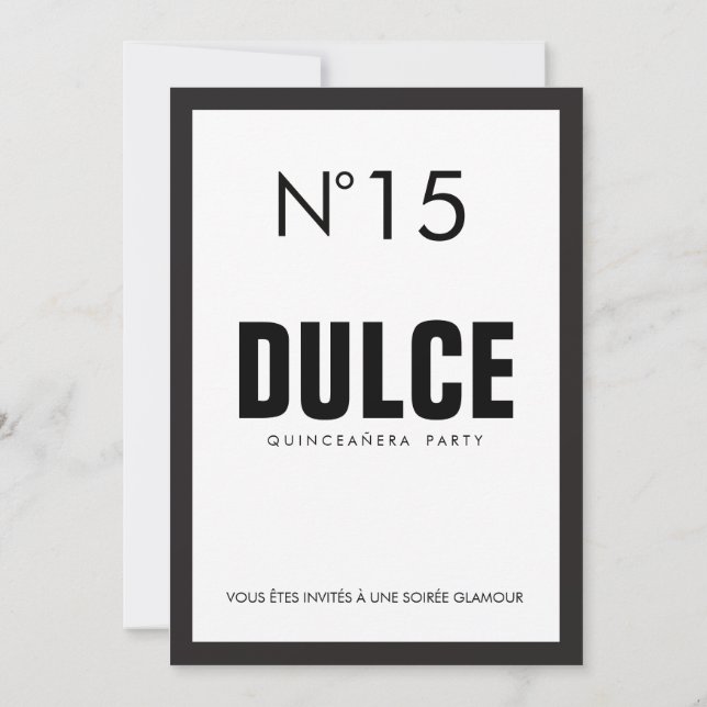 Svartvit QUINCEAÑERA 15 Födelsedagsfester Inbjudningar (Baksida)