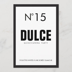 Svartvit QUINCEAÑERA 15 Födelsedagsfester Inbjudningar