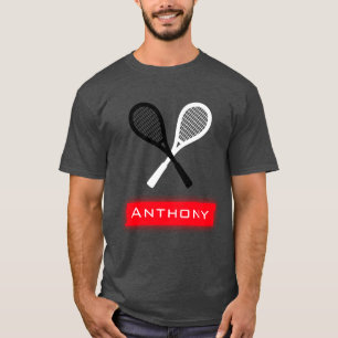 Svartvit rackets Tennis Pappa Personlig Coola T Shirt