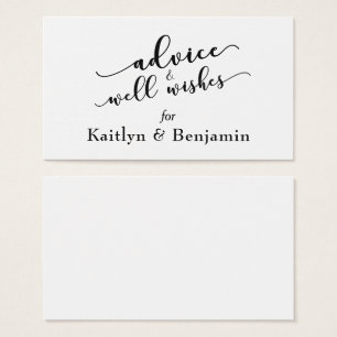 Svartvit rådgivning och Önskemål Bröllop Visitkort