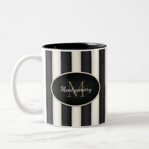 Svartvit Rand Bronze Monogram Två-Tonad Mugg