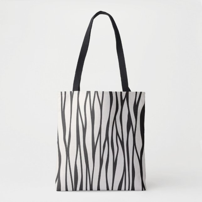 Svartvit rand-coola till shopping bag tygkasse (Framsida)