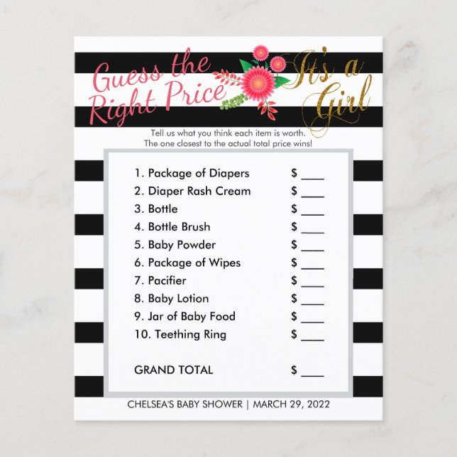 Svartvit Rand - Flicka - Höger Pris Flygblad (Framsidan)