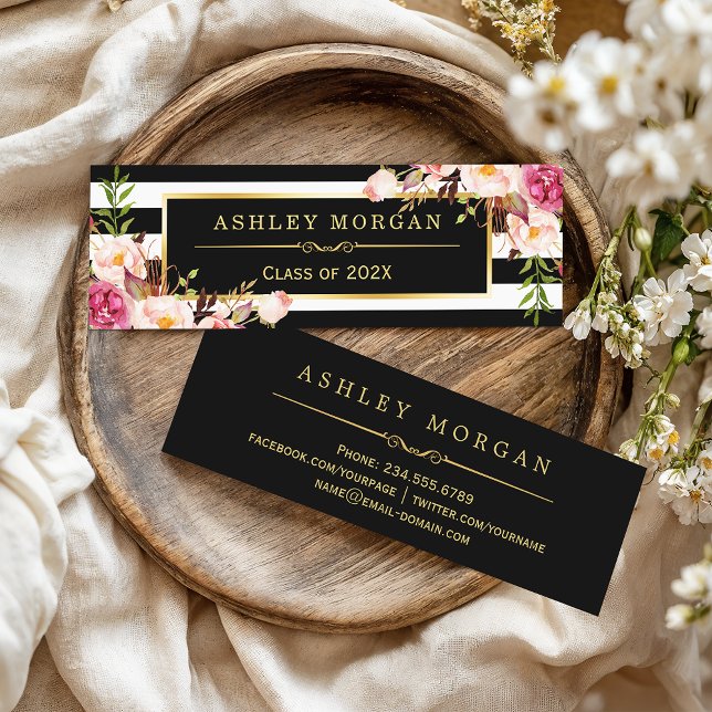 Svartvit Rand för Blommigt av Studenten-kort (Skapare uppladdad)