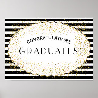 Svartvit rand Grattis Poster