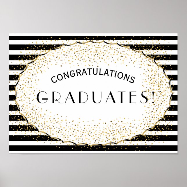 Svartvit rand Grattis Poster (Framsidan)