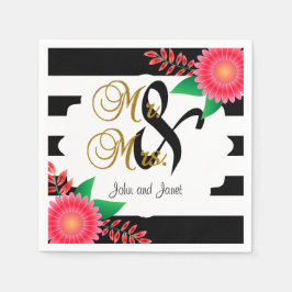 Svartvit Rand, Guld | Rosa Bröllop Pappersservett