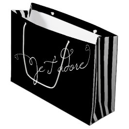 svartvit rand Je T adore Fransk I Adore You