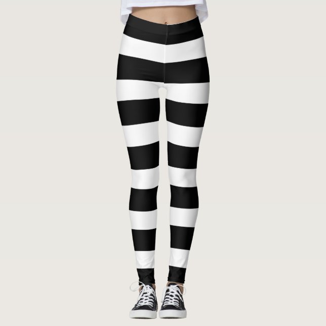 Svartvit Rand Leggings (Framsida)