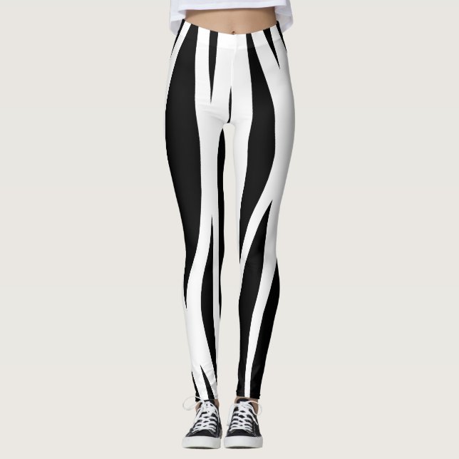 Svartvit Rand Leggings (Framsida)