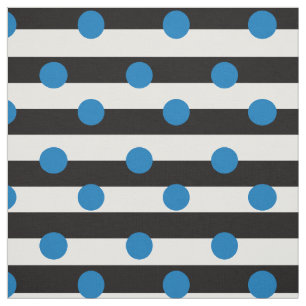 Svartvit Rand med blå Polka dots Tyg