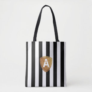 Svartvit rand med ditt Monogram Tygkasse