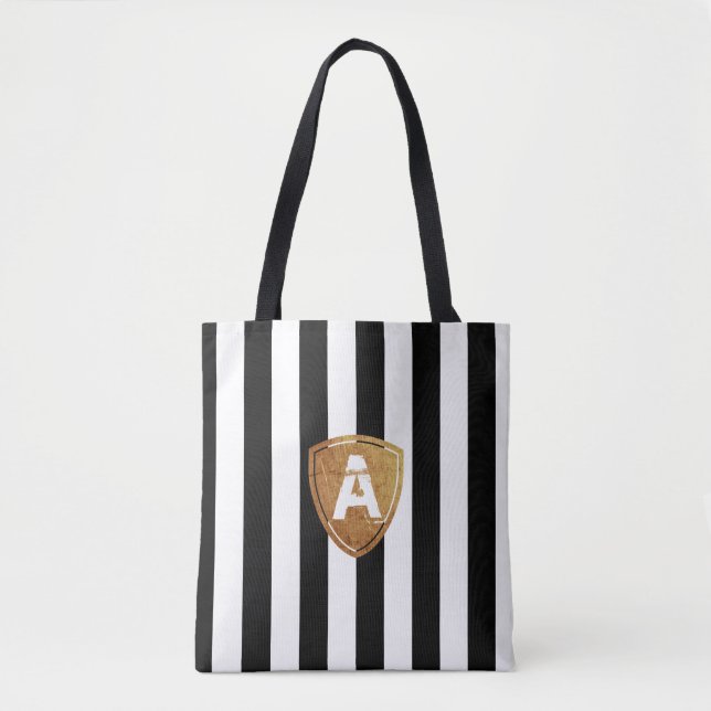 Svartvit rand med ditt Monogram Tygkasse (Framsida)