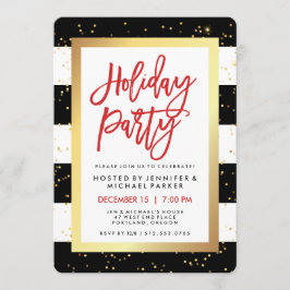 Svartvit Rand med Guld | Julfest Inbjudningar