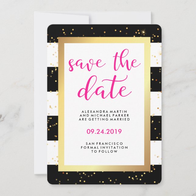 Svartvit Rand med Guld Spara datum Spara Datumet (Framsida)