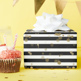 Svartvit Rand med Guld Wrapping Papper Presentpapper