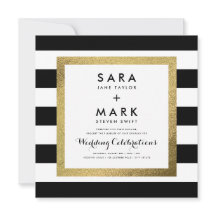 Svartvit Rand med guldfärja Bröllop