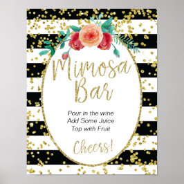 Svartvit Rand Mimosa Pub Sign Poster